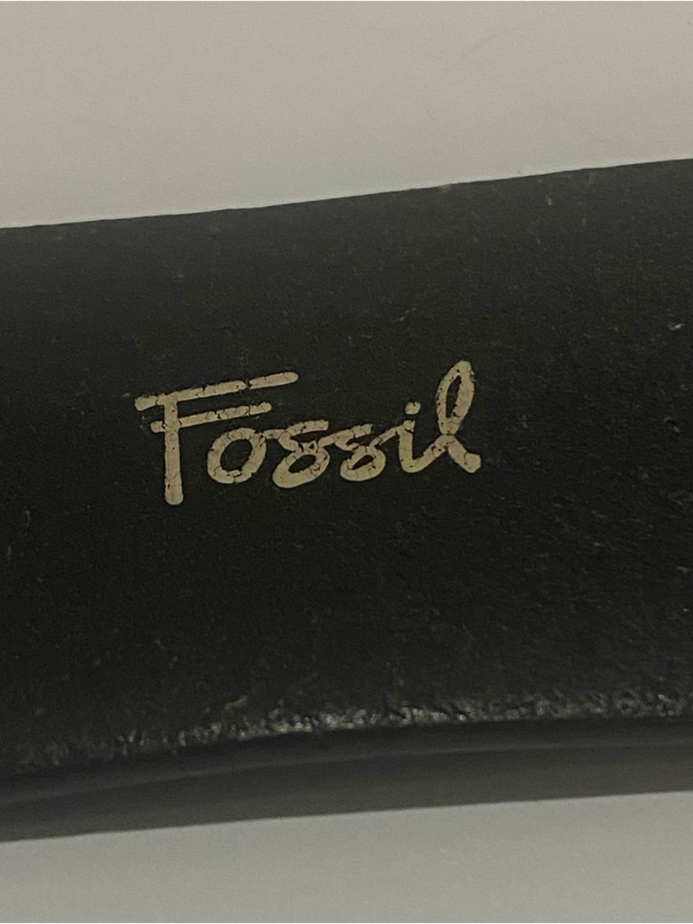Fossil Womens Black Genuine Leather Belt Small Brass & Hammered Silver Buckle - Picture 4 of 9